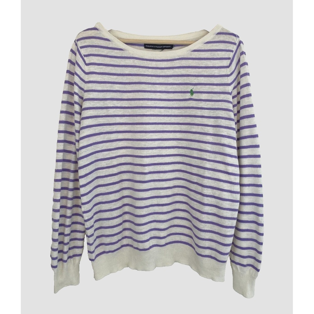 Ralph Lauren Cream & Purple Striped Turtleneck Sweater